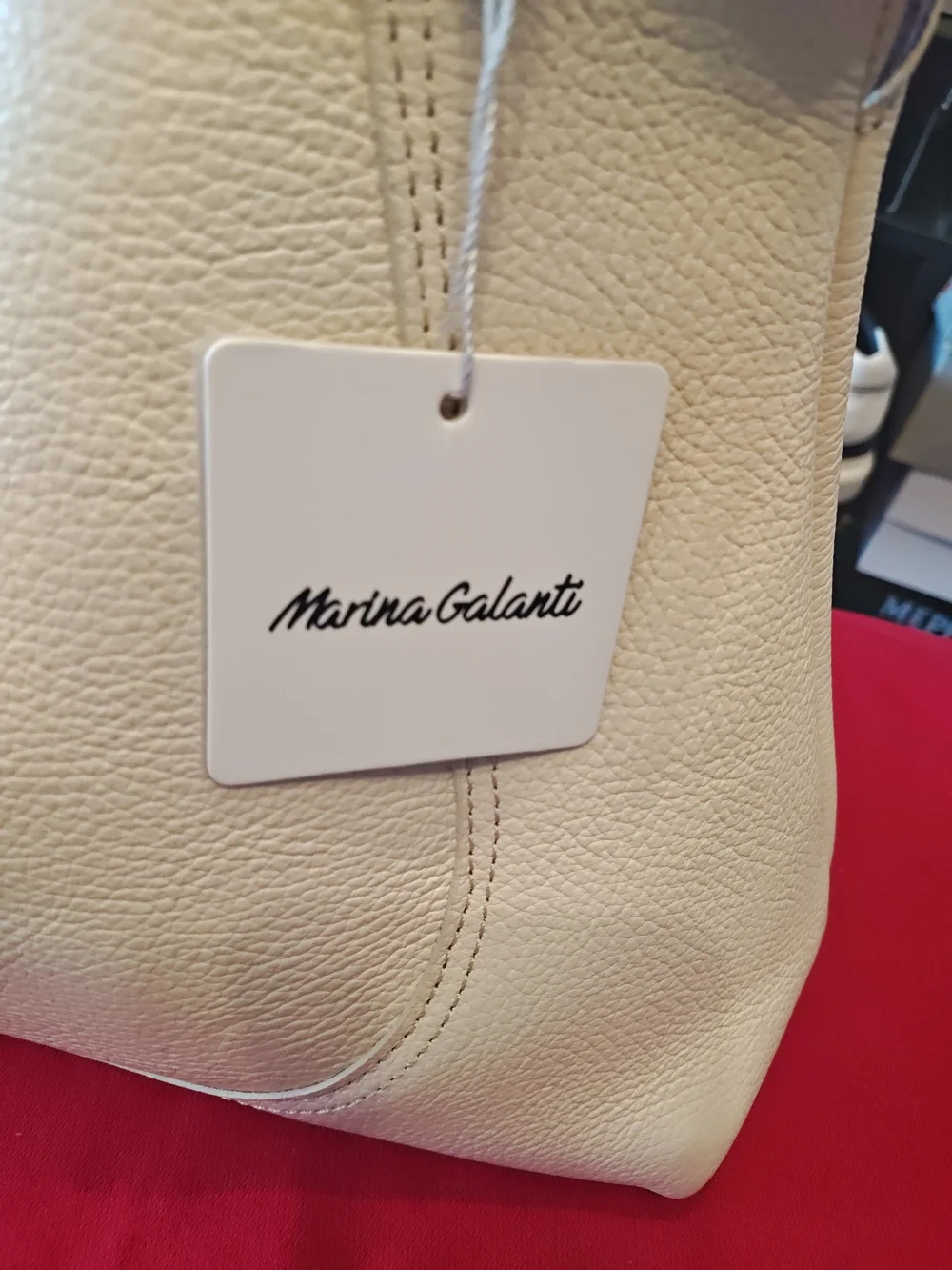 Martina Galanti Cream Leather Shoulder Tote